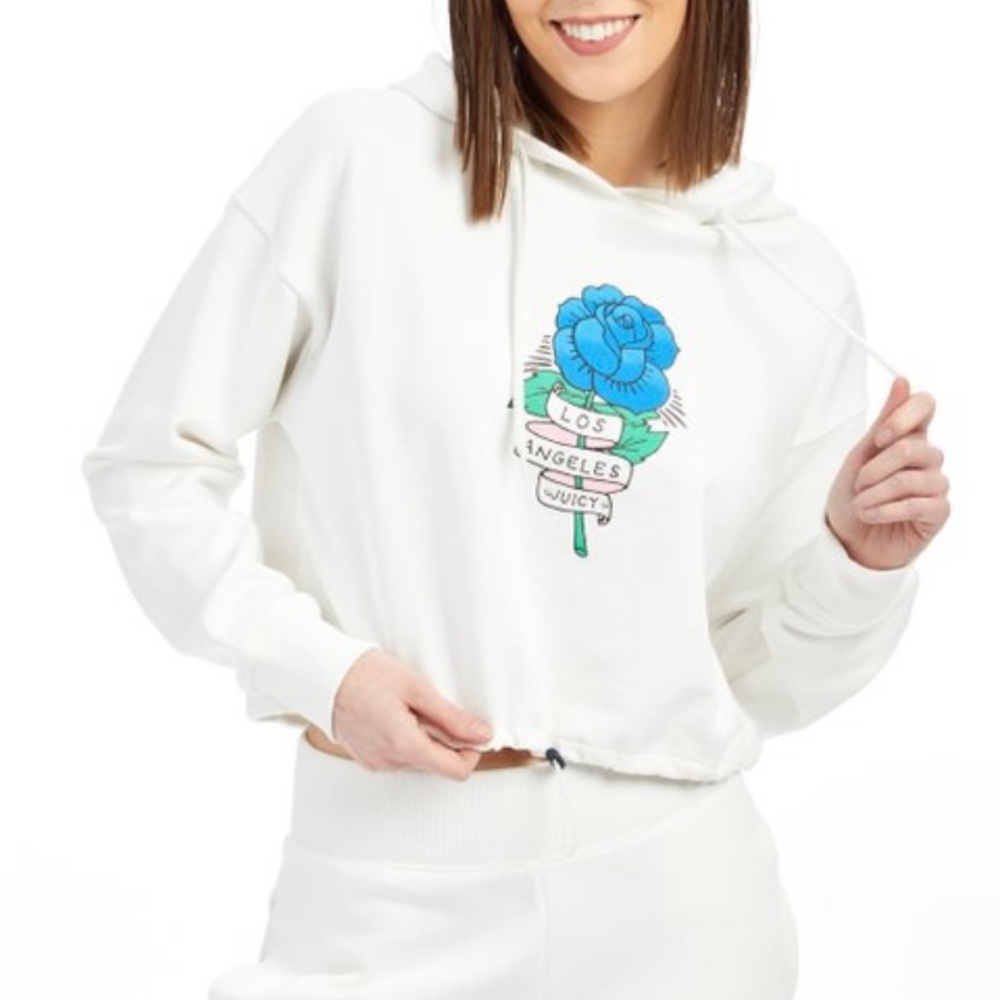 Juicy Couture white, cropped sweatshirt
